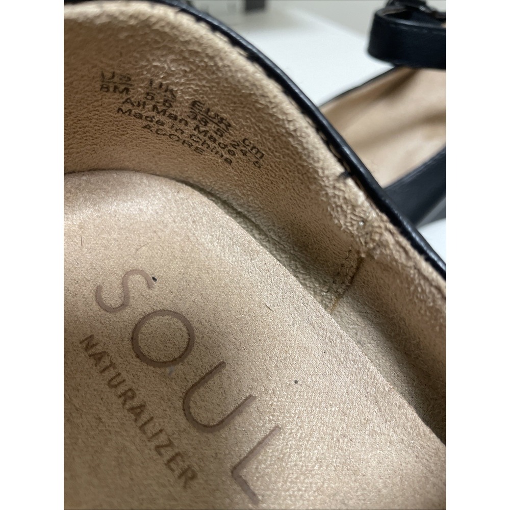Naturalizer Soul Black Leather Platform Mary Jane Wedge Heels Size 8 - Picture 10 of 10